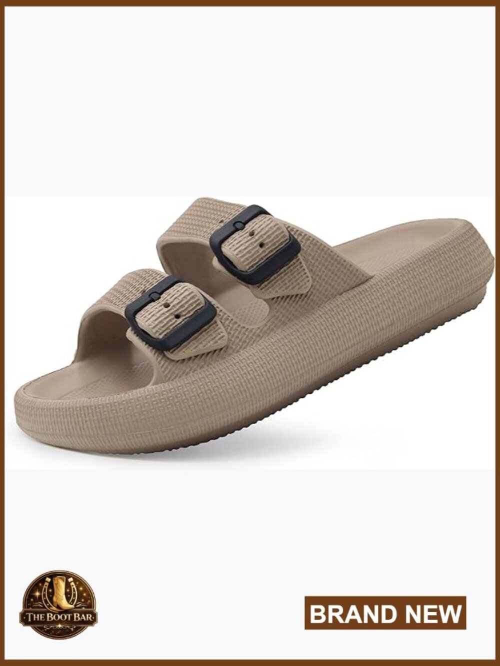 Double Buckle Adjustable Slide Sandals - Lightweight EVA Flats